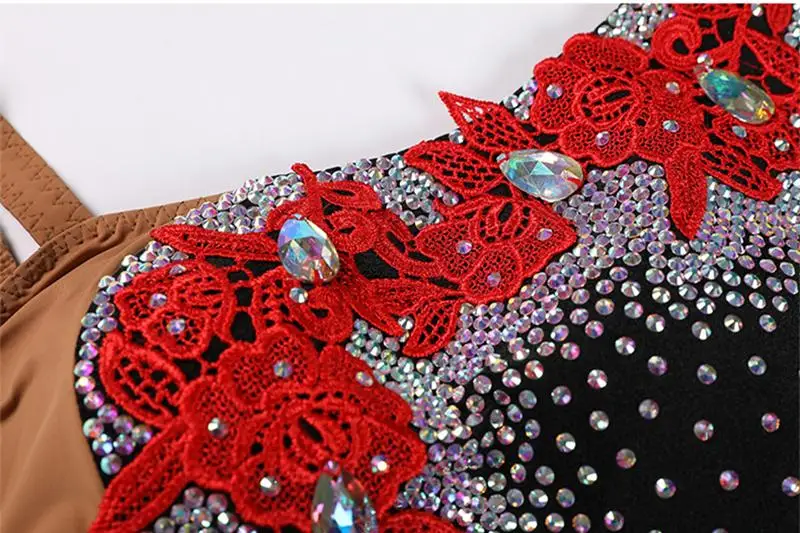 Black Standard Ballroom Dance Dress Women Competition Waltz Dresses Ladies Flower Beads Flamenco Rumba Dancing Wear Costumes |