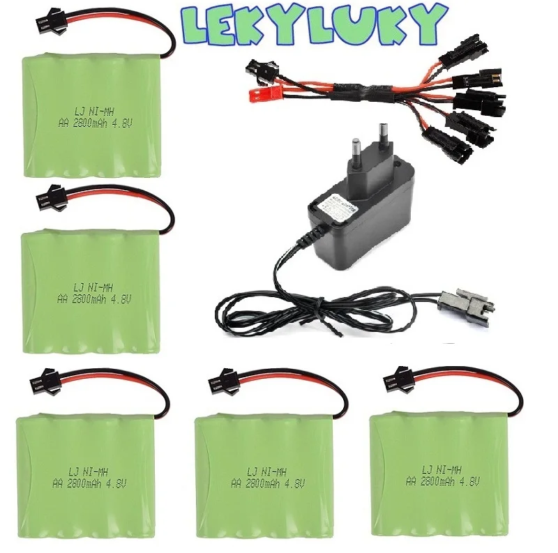 

LEKYLUKY 4.8v 2800mah High capacity AA Ni-MH rechargeble Battery for electric toys R/C toys cars trucks boats 1/2/3/4/5pc