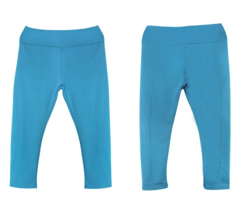 Sky blue Женские спортивные брюки Капри Длина Высокая талия Йога брюки размера плюс Йога Брюки Капри Спортивные Леггинсы Одежда для фитнеса 3/4 трико для бега - Цвет: Sky blue