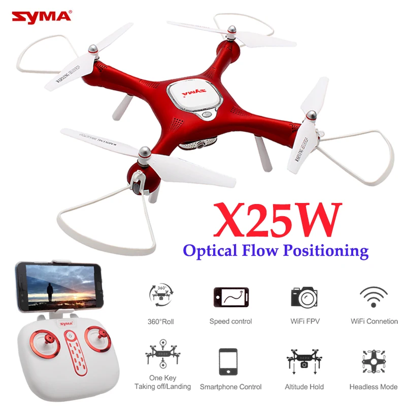 Syma X25W Дрон FPV с камерой HD 720P оптический поток позиционирования Квадрокоптер