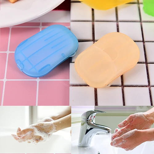 

1Box Portable Convenient Washing Hand Bath Soap flakes Travel Scented Slice Sheets Foaming Box Paper