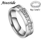 Atoztide, 1 шт., 6 мм, , романтический кубический цирконий, золотой цвет, обручальное кольцо, обещание, любовь, кольцо на палец