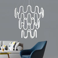 modern minimalist white aluminum acrylic pendant lamp nordic creative shaped led living room decorative circle combination light