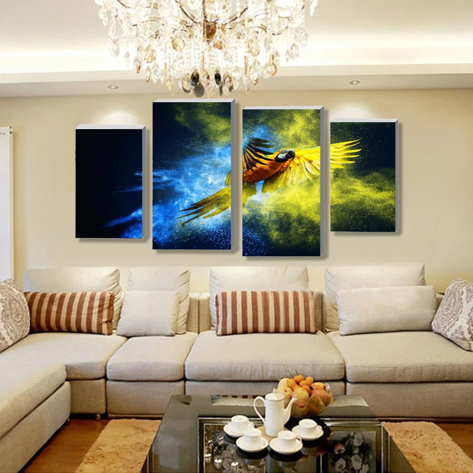 4 Панель наборы Красивый водопад пейзажная живопись цветы современные картины на