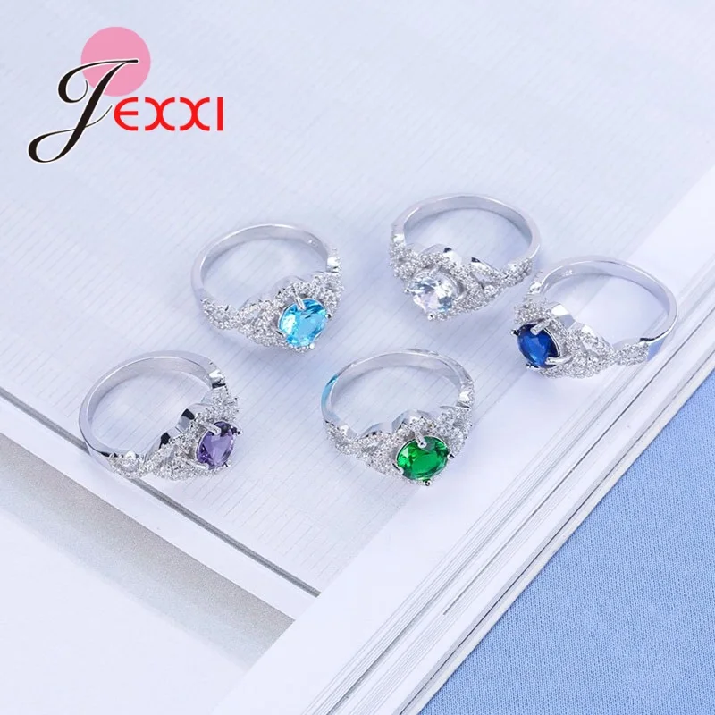 5 цветов модные 925 пробы серебряные Свадебные кольца для невест высокое качество