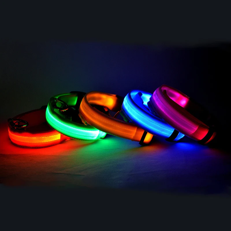 1pc Safety LED Dog Collar Flashing In Dark Light-Up 3 Mode Lighting Led Pet Wide Luminous Products For Puppy Dogs | Дом и сад