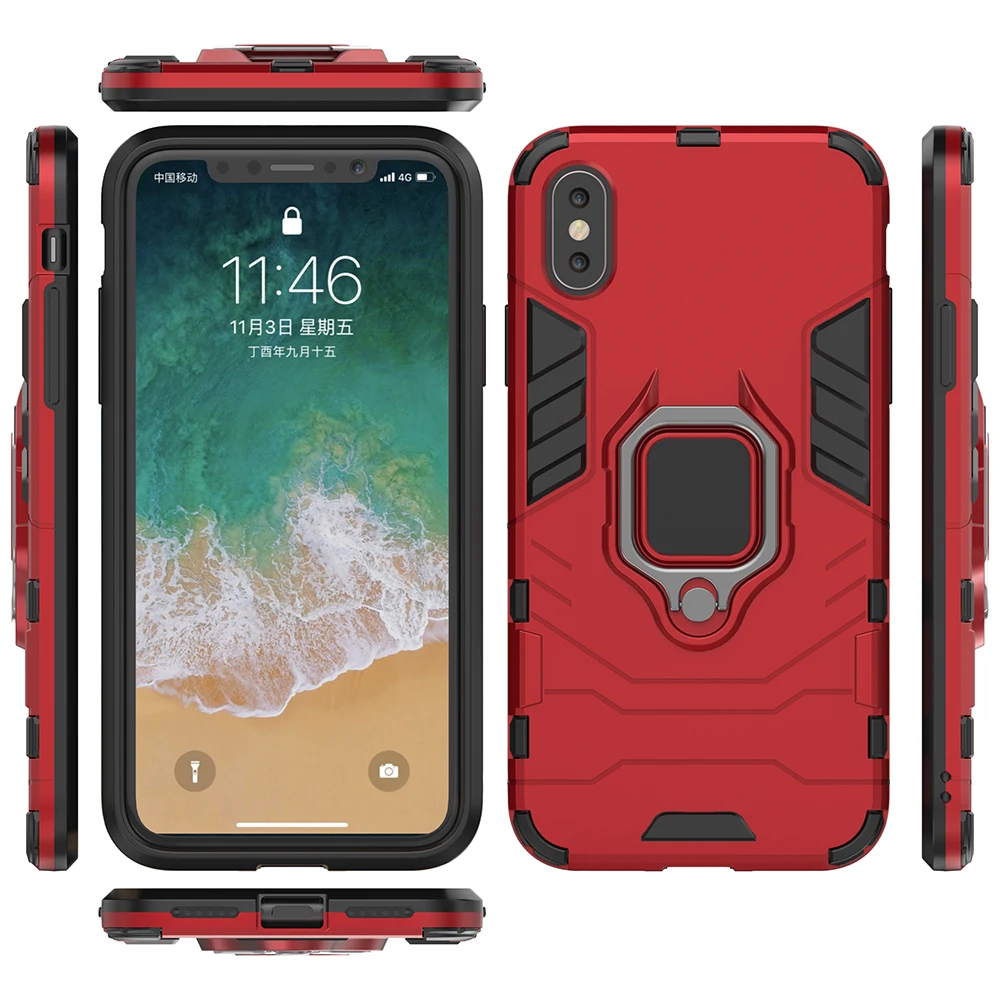 Для iPhone 11 Pro X XS Max XR 8 7 6S Plus Huawei P30 Samsung S10 + подставка с кольцом на палец ТПУ