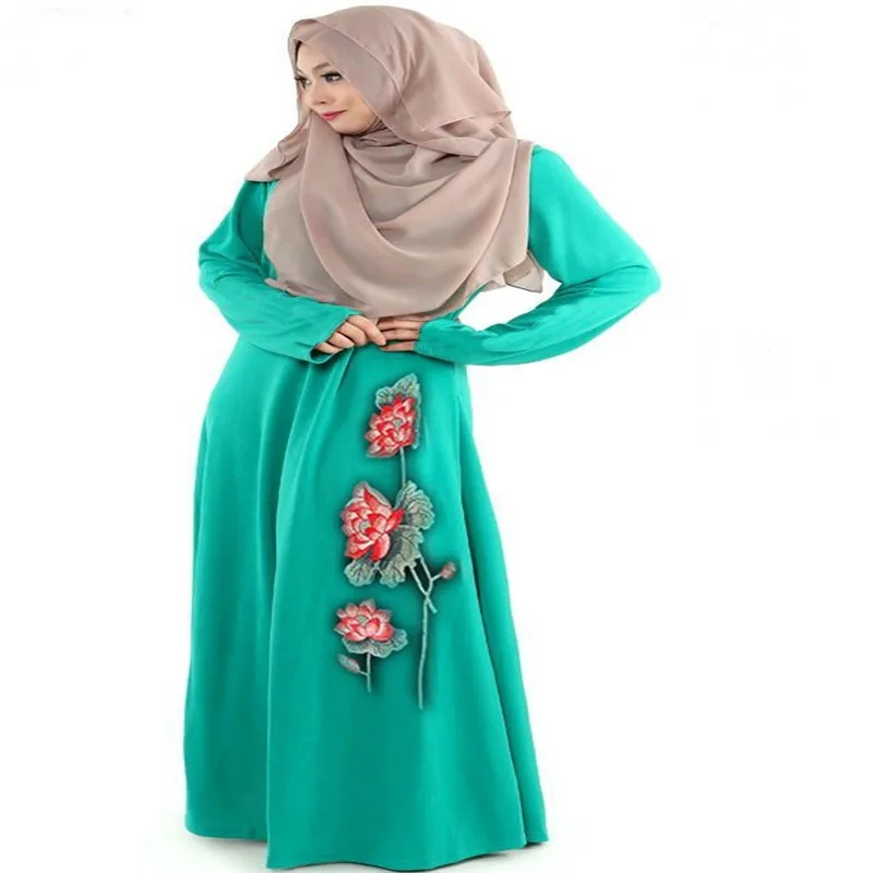 Женский винтажный кафтан с вышивкой мусульманское платье макси юбкой этнические