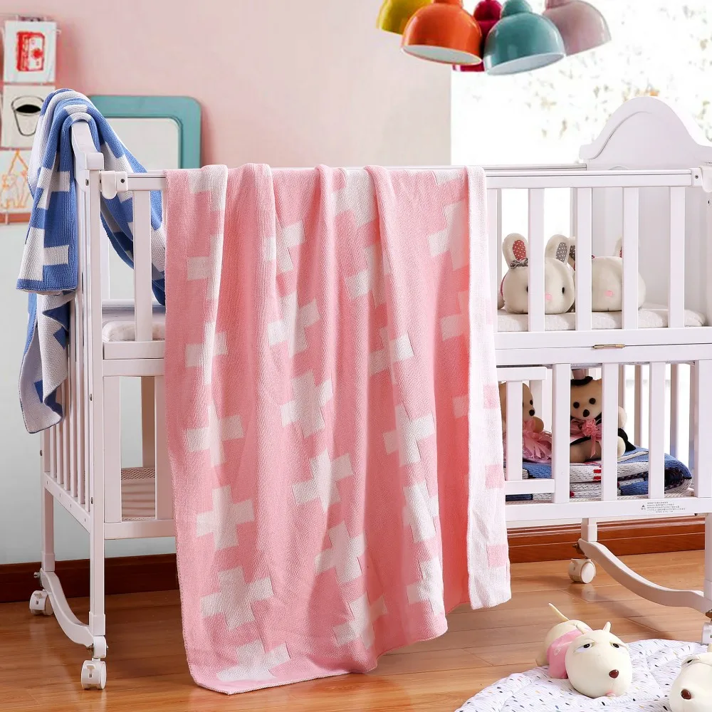 2017 Original Brand 100% Cotton Thick Black White Cross Blanket Newborn Swaddle Baby Bedding Knitted Blankets Cama Play Mat | Дом и сад