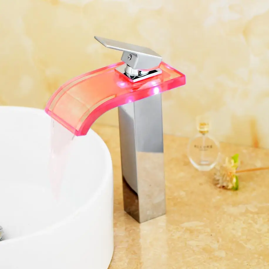 Стеклянный смеситель для умывальника с водопадом Robinet Salle De Bain ванной со