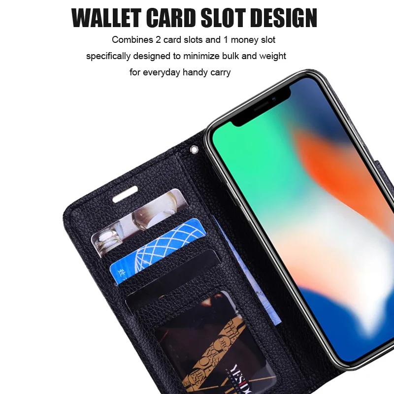 Роскошный кожаный чехол бумажник с линиями личи для iPhone 5C 5S SE 6S 6 7 8G Plus X XR XS MAX sony