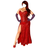 2018 who framed roger rabbit jessica rabbit cosplay costume red dress with gloves