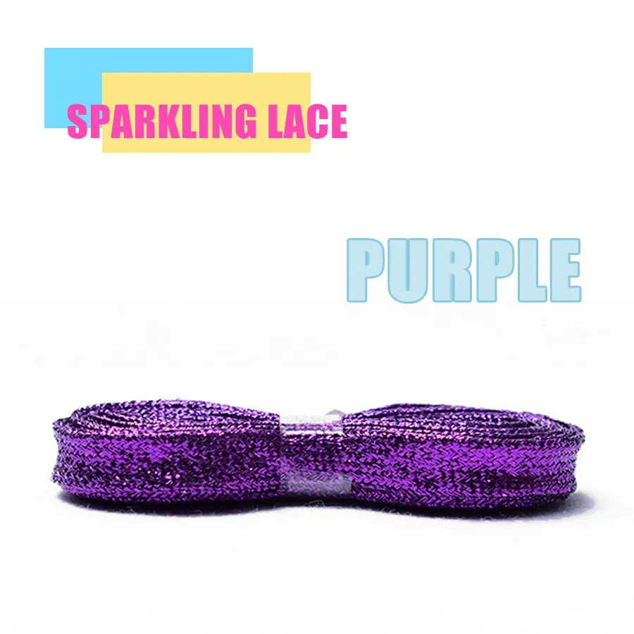 Purple Цветные мужские и женские шнурки для кроссовок с металлическим блеском, блестящий шнурок золотого цвета, серебристые плоские шнурки, спортивная обувь для бега, шнуровка - Цвет: Purple