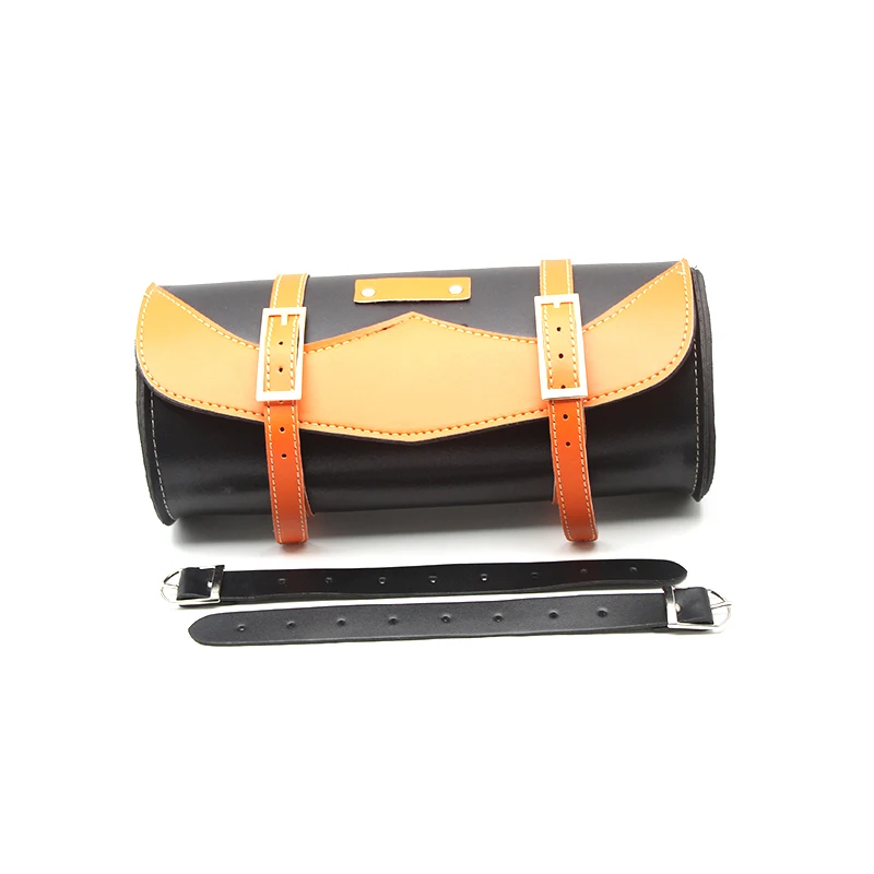 Оранжевая/черная мотоциклетная сумка из искусственной кожи круглая передняя