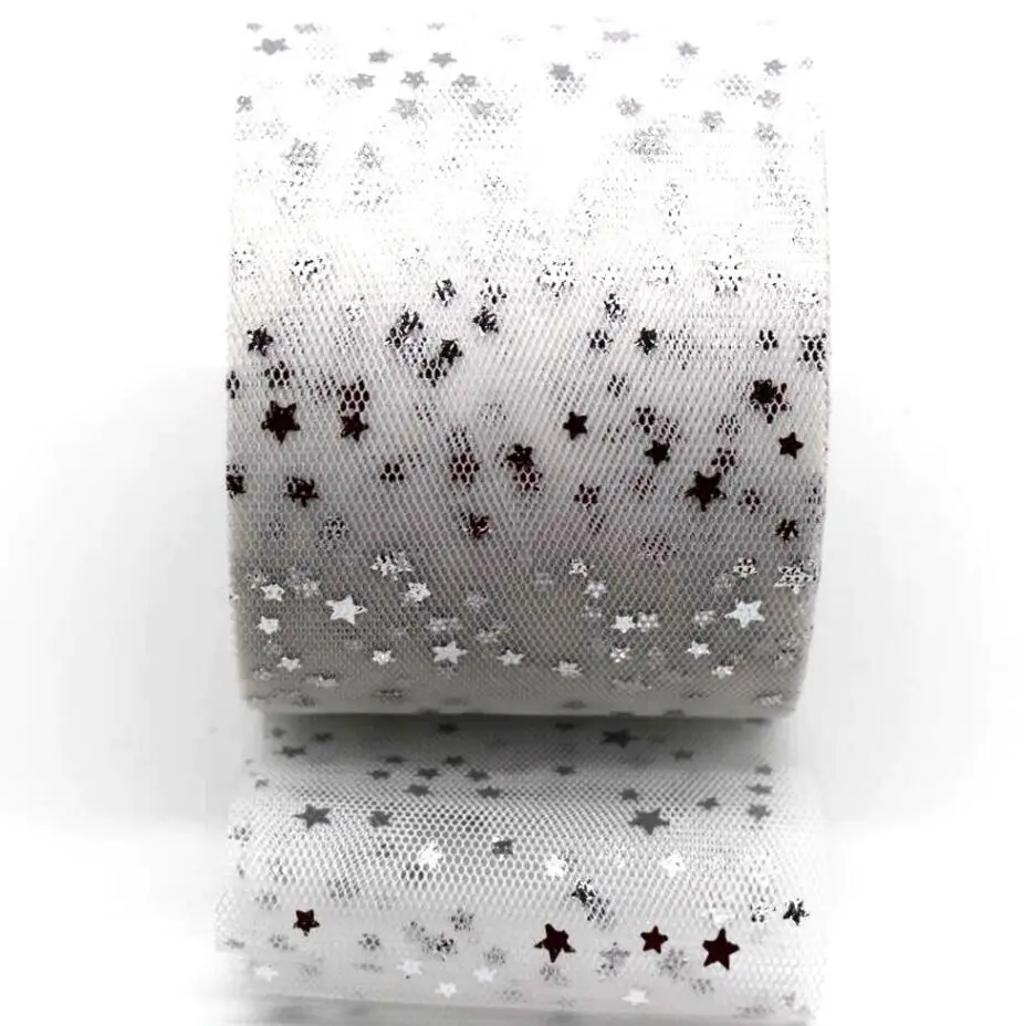 Новинка, 6 см, лента с пентаграммой и Серебряной звездой, 25 ярдов/посылка, фатиновая юбка-пачка для свадебной вечеринки, праздника, украшения, бант, головной убор, сетка, 60 мм - Цвет: 7