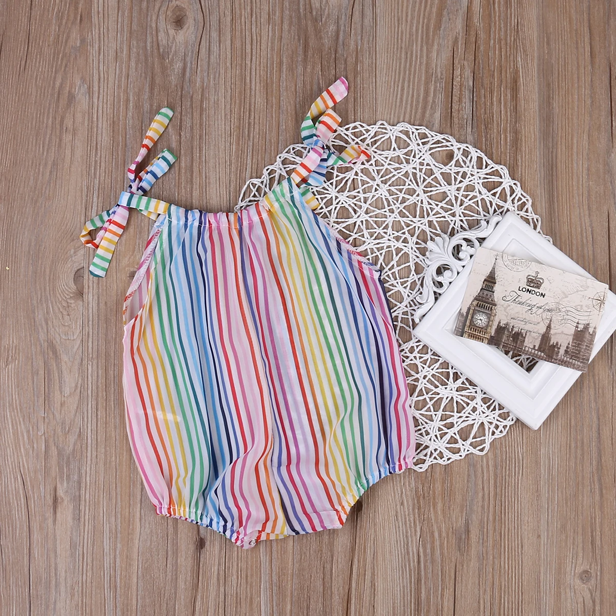 Милые детские радужные полосатые боди одежда для маленьких девочек комбинезон |