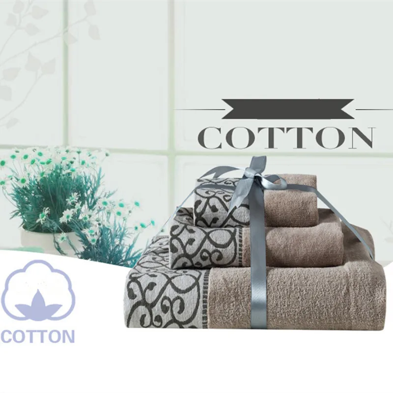 3pcs/set Grey Soft Cotton Towel Set Beach Shower Bath Face Body Washcloths for Adult Fashion Creative Gifts Home Hotel|cotton towel set|towel