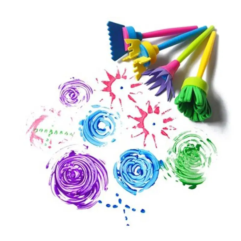 

4Pcs/set Rotate Spin Sponge Paint Brush Kids Children Flower Graffiti Art Drawing Painting Toys Tool School Stationery Supplies