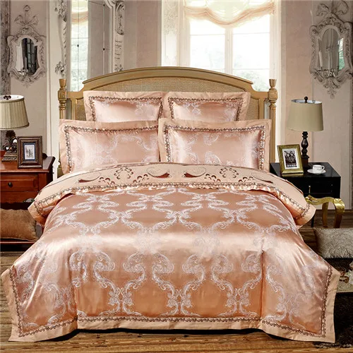 queen King size 4/6 шт. элитное постельное белье золото комплект постельного белья из шелк, сатин, Жаккард Пододеяльник, простыни постельное покрывало - Цвет: 2