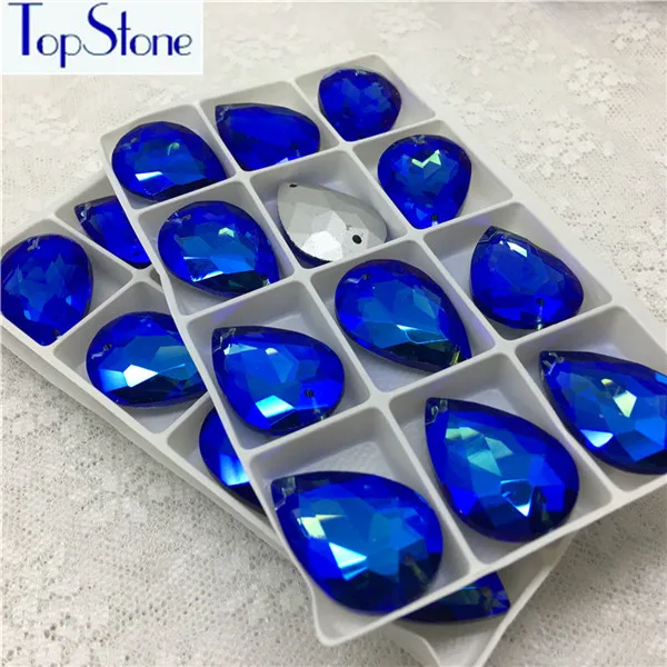 sapphire ab Каплевидное Хрустальное стекло остроконечные Пришивные Свободные Стразы цвета AB хрустальные капельки для шитья Кристалл diy аксессуары для одежды - Цвет: sapphire ab