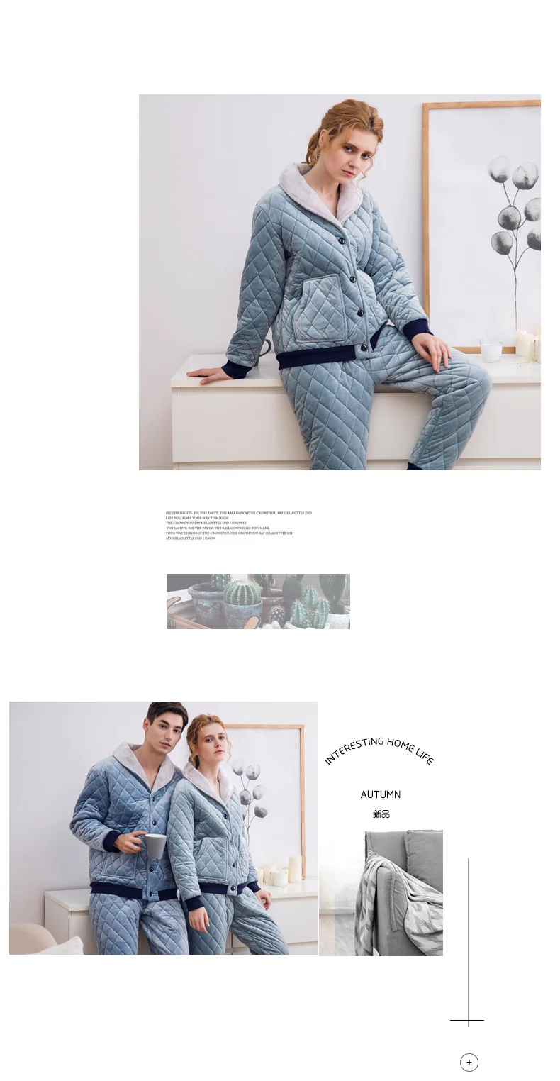 Couple Night Suits Men And Women Thick Velvet Pajamas Sets Winter Sleepwear Home Wear Warm Pajamas Couple Matching Pajamas