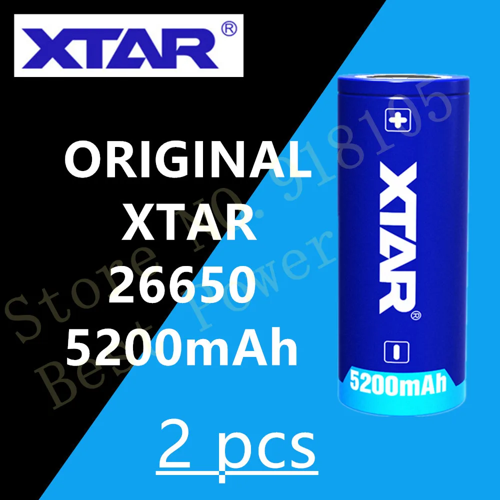 2 шт. XTAR 26650 5200 мАч 3,6 В с плоским верхом защищенная литиевая аккумуляторная батарея или MC1 MC2 VC2 VC4 зарядное устройство