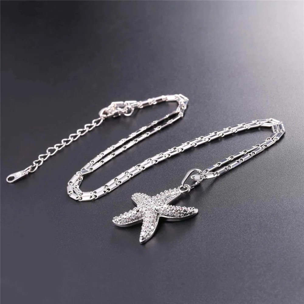 U7 Кристалл Морская Звезда Кулон Цепочки Ожерелье Женские Ювелирные Изделия