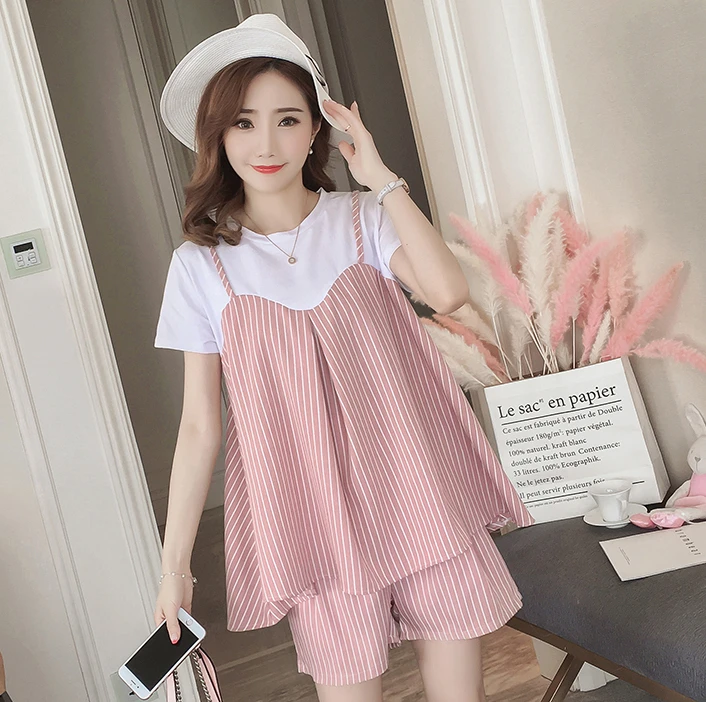 2019 Новое поступление Летние наборы для беременных женские милые полосатые