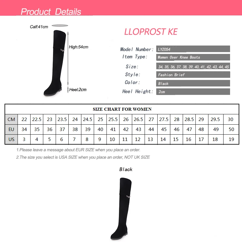 

LLOPROST KE Winter Shoes Women Over Knee Boots Round Toe Flat Heel Long Boots Simple Lady Shoes For Woman Size 34-45 LYZ054