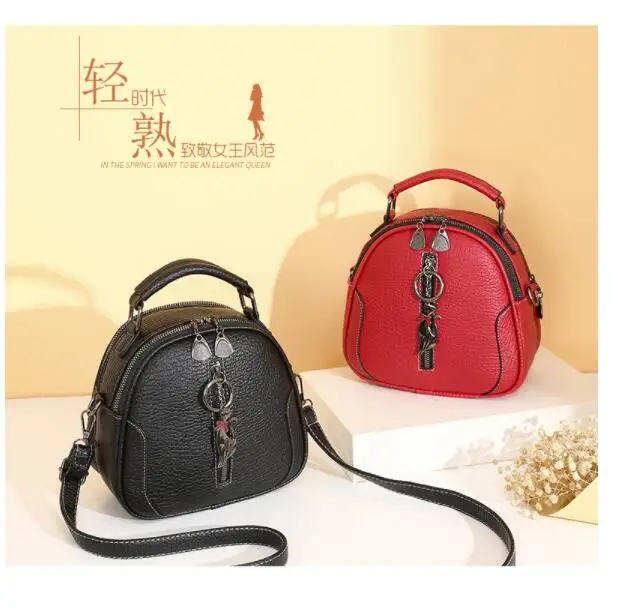 High Quality solid PU Leather Women Bag Ladies Crossbody Messenger Shoulder Bags Vintage Handbags kitten ornaments FC-98