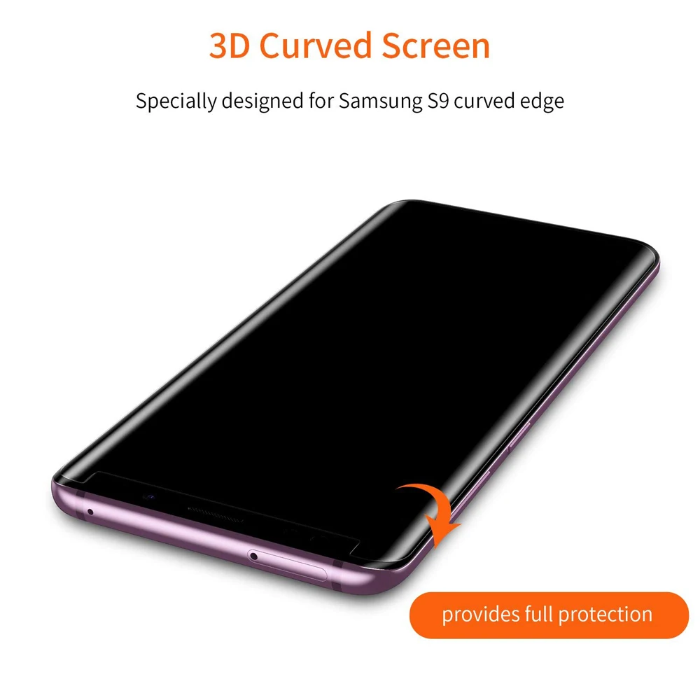 Полностью клеящаяся пленка из закаленного стекла для samsung Galaxy S9 S9+ S8 S8+ s7edge Note8, полноэкранная 3D жидкая УФ-защита экрана