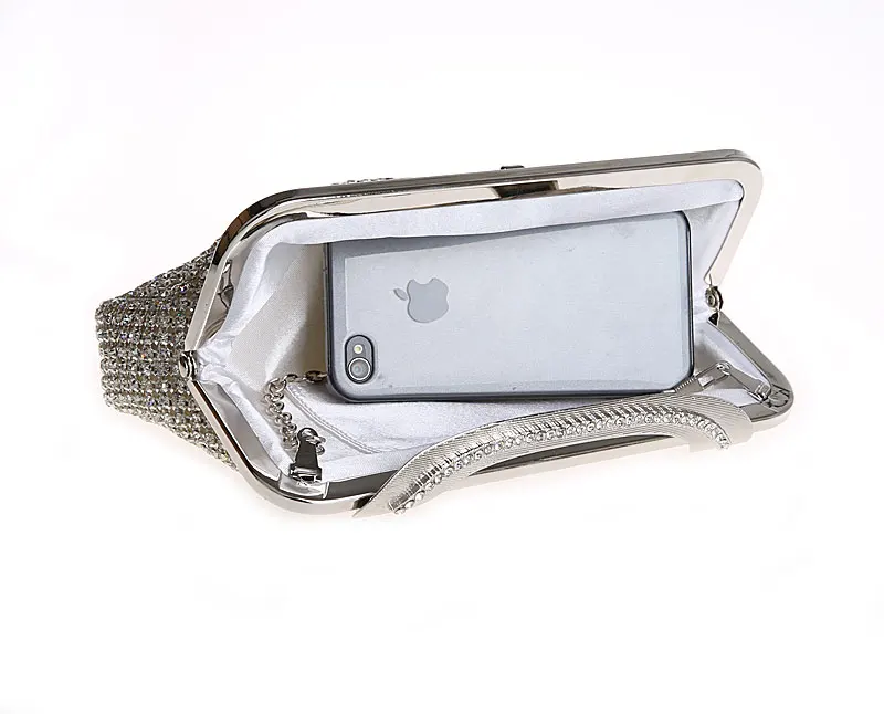 2016 Высококачественная Серебристая женская сумка со стразами для свадьбы