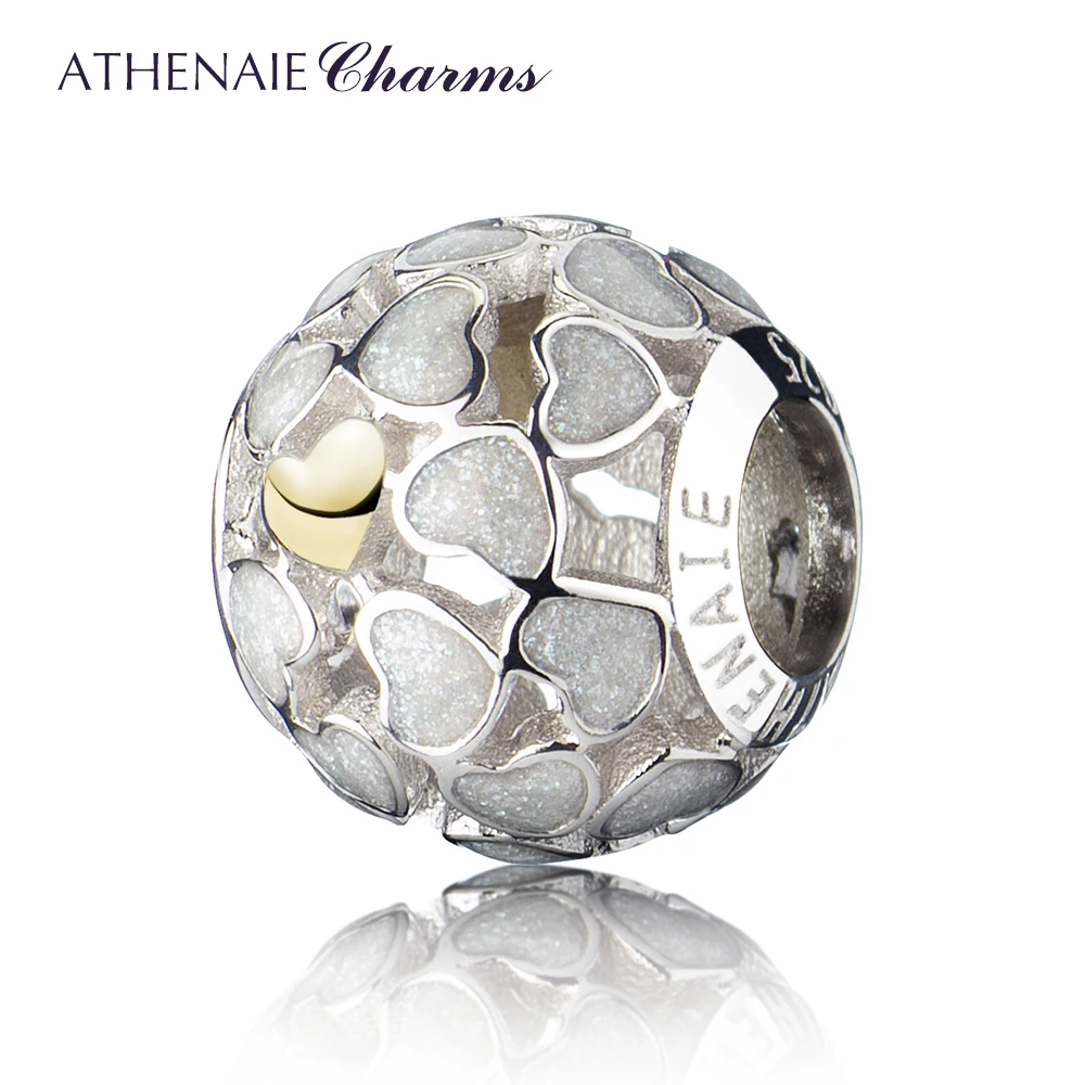 ATHENAIE, 925 пробы, серебряный, белый, Изобилие любви, эмаль, ажурные подвески, подходят для всех европейских браслетов, ожерелье, цвет белый
