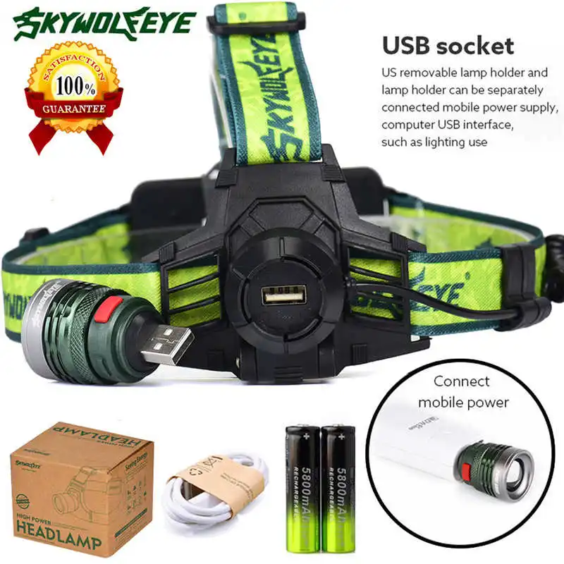 XM-L T6 LED ZOOM Фара Фонарик головной свет Лампа 18650 мощный светодиодный фонарик lanterna led