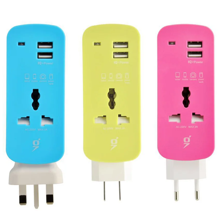 Синий Зеленый Розовый Многофункциональный 3 в 1 2.1A 2USB ЕС Великобритания США выдвижной для мобильного телефона зарядное устройство Универсальный адаптер розетка мощность полосы