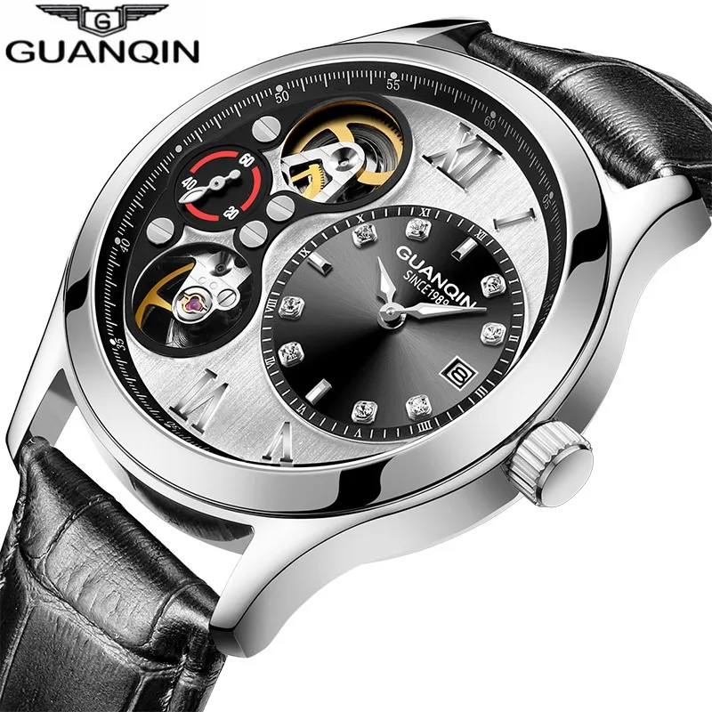 Pequeno segundo Dial Mecânicos à Prova Guanqin Relógios Desportivos Homens Moda Relógio Automático Tourbillon Luminous d’ Água 2021