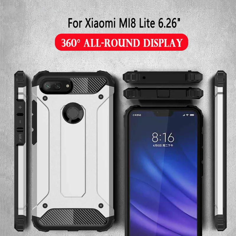 Чехол Red mi Armor для Xiao mi 9 mi 9 8 SE 9T Lite Red mi Note 8 7 6 5 Pro 7S 7A 6A 5A 4x4 Plus GO S2 Hybrid чехол из ПК и силикона - Цвет: Xiaomi MI8 Lite