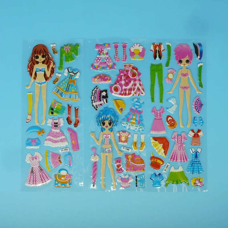 300 листов/партия смешанные Мультяшные наклейки Kawaii 3D пышные Пузырьковые одежда