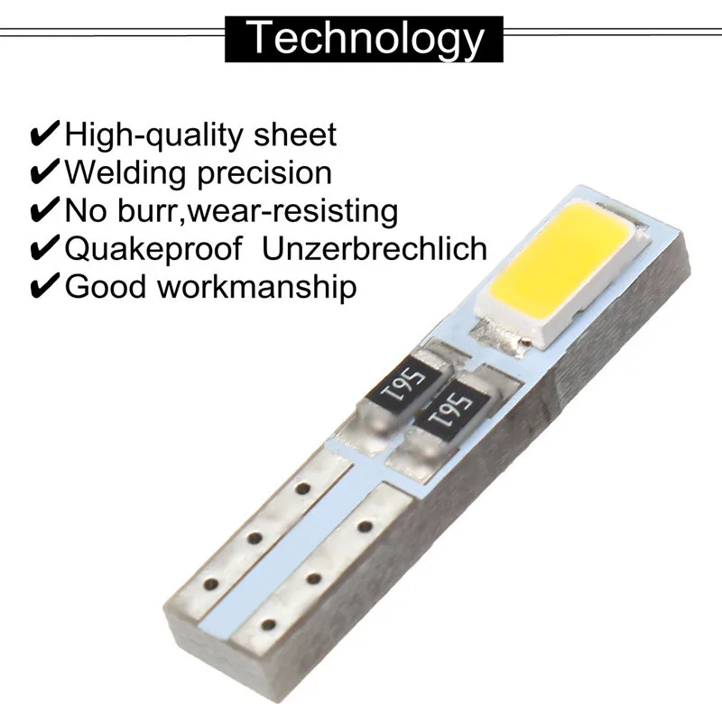 2x/4x/10x/20x/50x Авто светодиодный T5 W3W 5730 SMD Клин Сторона лампы приборов Панель свет Спидометр измерительная приборная панель DC 12 V