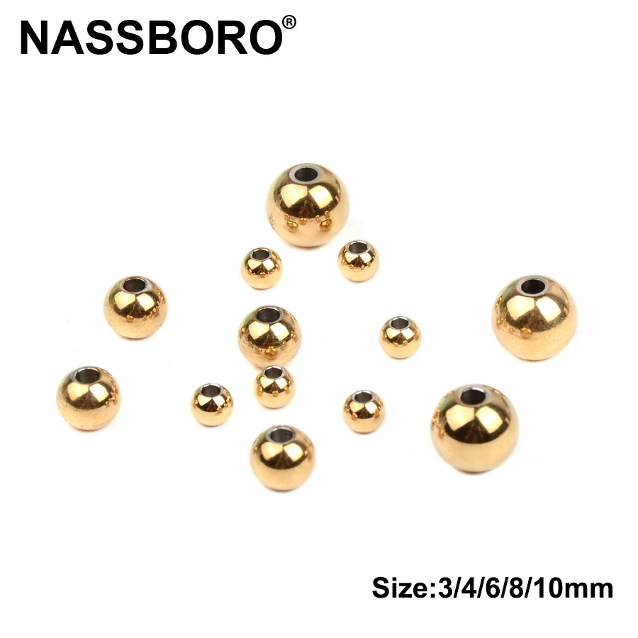Позолоченные металлические бусины из нержавеющей стали 3 мм 4 6 8 10 мм|Бусины| |