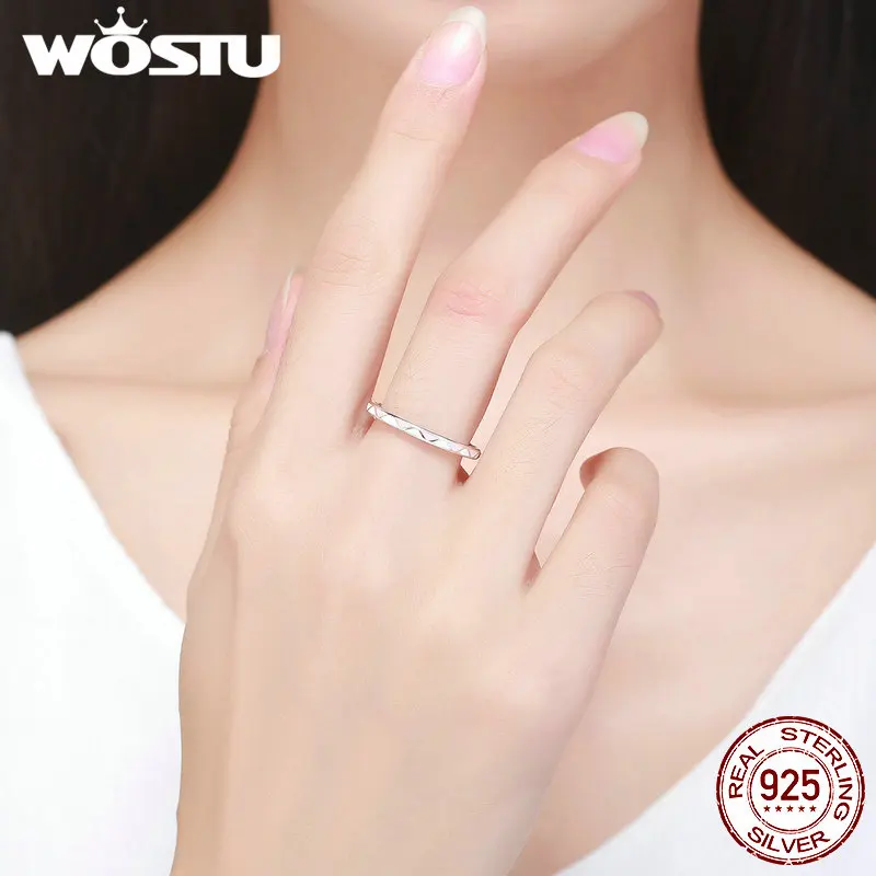 WOSTU Аутентичные стерлингового серебра 925 пробы розовые и белые эмалированные шикарные кольца для пальцев для женщин модные свадебные украшения Прекрасный подарок BKR110