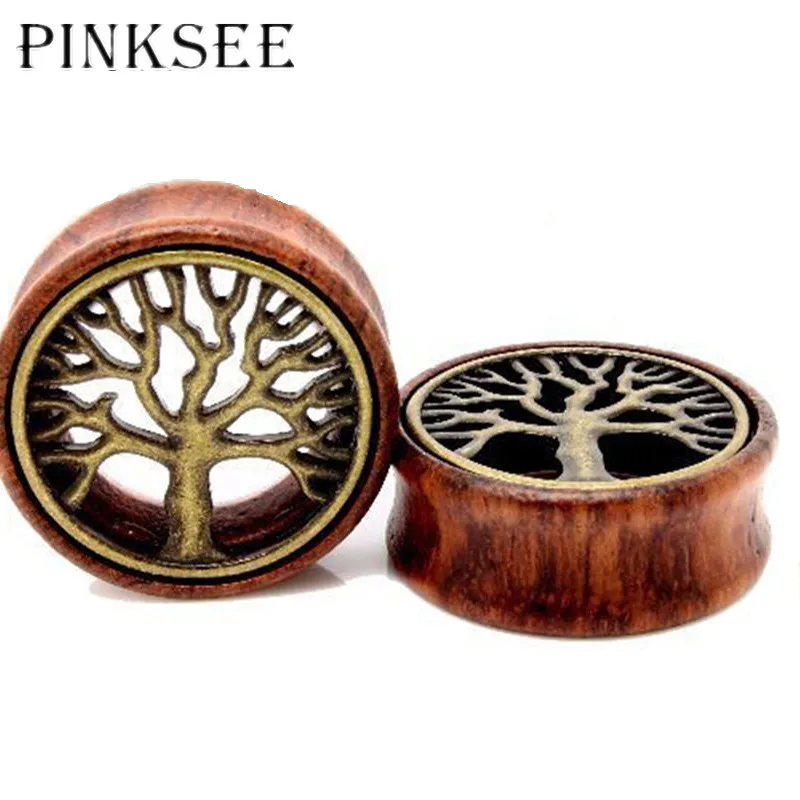 PINKSEE горячая Распродажа древесины 1 пара серьги маленькое дерево уха туннель для