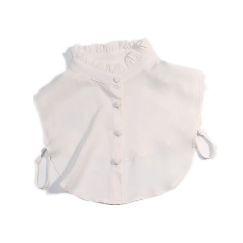 Рубашка с фальш-воротником белая/черная винтажная из натурального шелка съемный