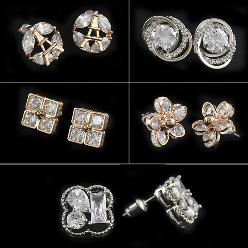 Классические кубические циркониевые серьги гвоздики Изящные геометрические