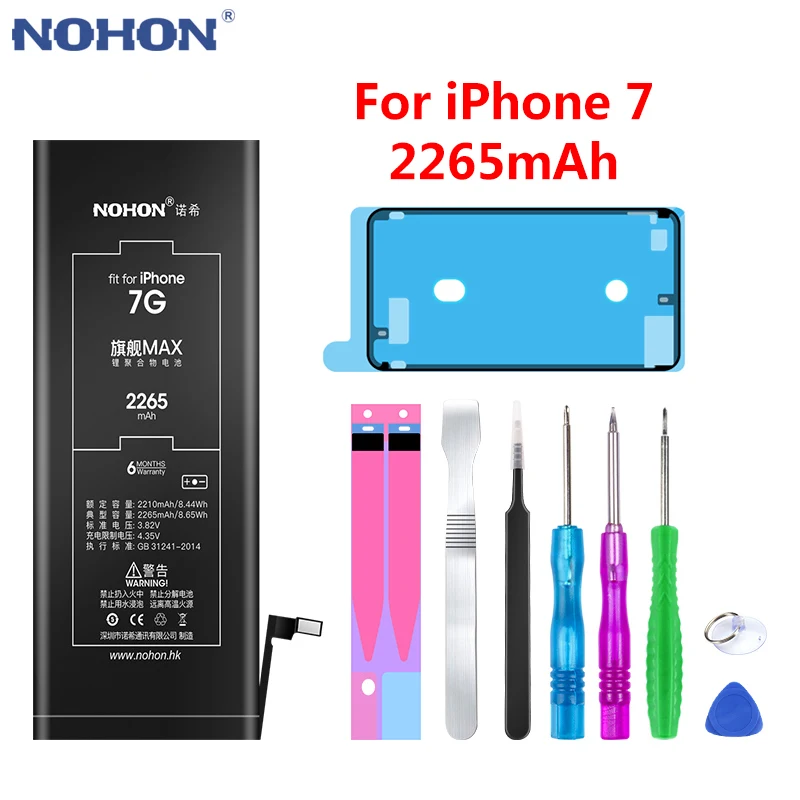 NOHON аккумулятор для Apple iPhone X, 8, 7, 6, 5S, 5C, сменная батарея большой емкости, литий-полимерная батарея для iPhone8, 6G, бесплатные инструменты - Цвет: For iPhone 7 Battery