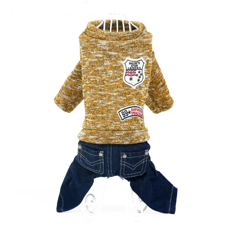 Cute yellow Pet dog cat sweater shirt winter warm knitted crochet coat clothing for chihuahua clothes |