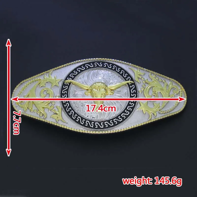 

Gold Waist Belt Shape Bull Head Floral Flower Cowboy Cowgirl Western Belt Buckle Silver With Gold
