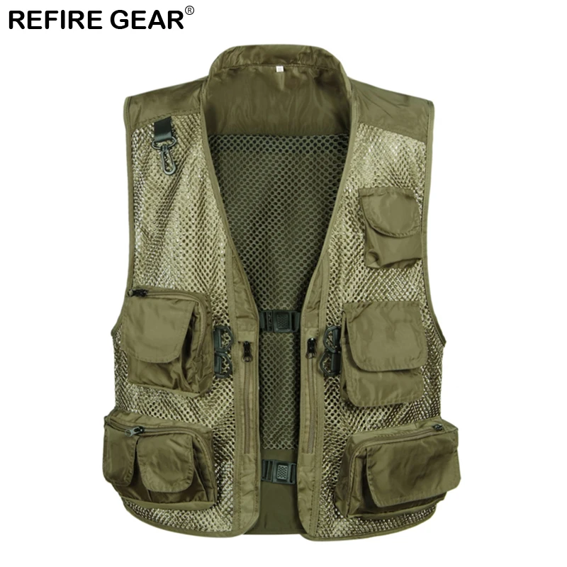 Refire gear открытый рыболовный сетчатый жилет мужской дышащий жилет без рукавов Камуфляжный жилет с несколькими карманами спасательные жилеты