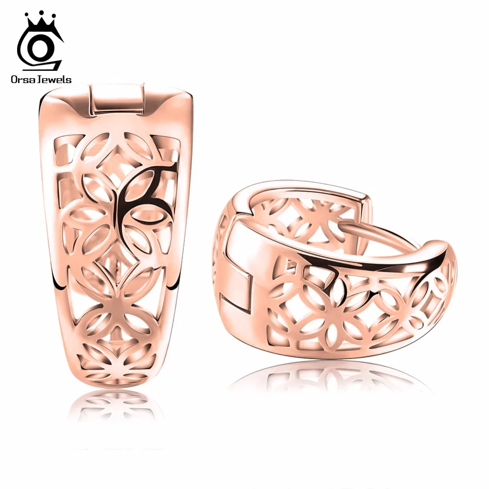 ORSA JEWELS, новинка, выдалбливают дизайн, модная Серебряная сережка, полированные Ювелирные серьги для женщин OE28