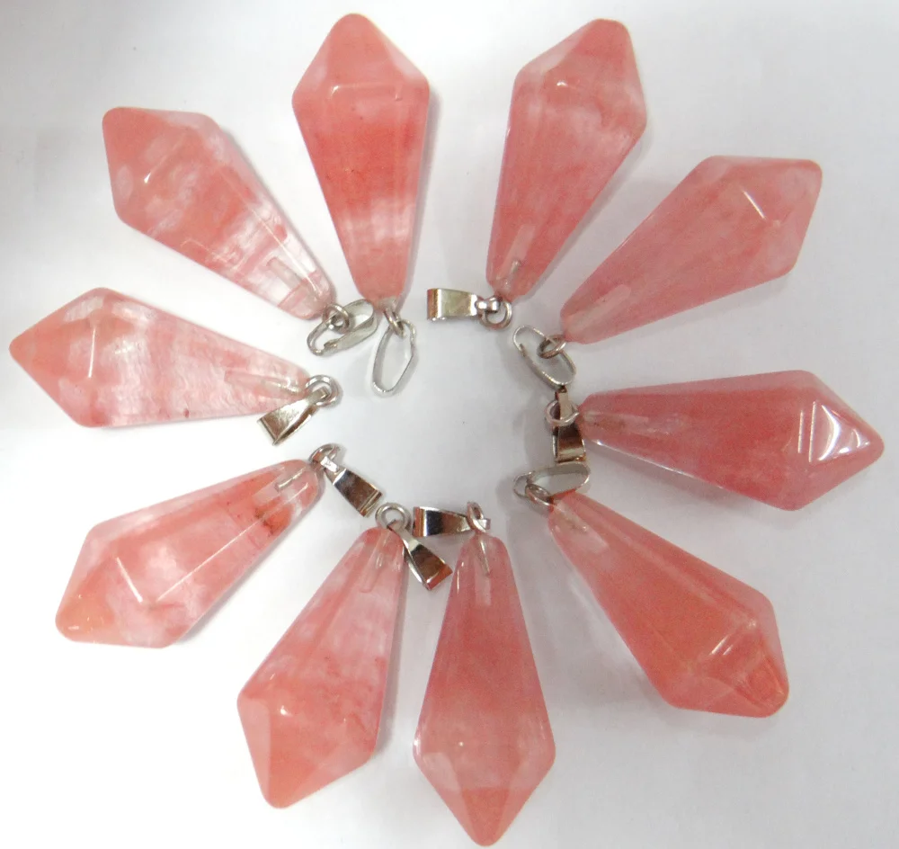 Natural Stone Quartz Crystal tiger eye Opal pendulum Hexagonal pyramid Charms pendants for diy Jewelry making necklace24pcs | Украшения и